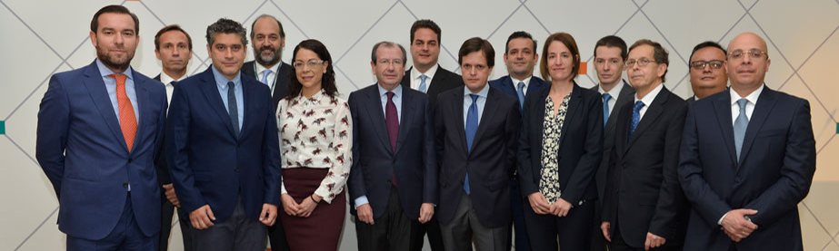 De izquierda a derecha, los nuevos socios de Garrigues con el presidente ejecutivo y el senior partner: Luis Collado, César Acosta, Pablo Geijo, Lino Torgal, Gabriela Pérez, Fernando Vives (presidente ejecutivo de Garrigues), Diego D’Alma, Javier Fernández, Tiago Cassiano Neves, Ilazki Otaegi, Álvaro de la Cueva, Ricardo Gómez (senior partner), Camilo Zarama y Roberto Borrás.